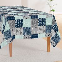 Patchwork Deer in mint,navy, grey