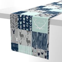 Patchwork Deer in mint,navy, grey