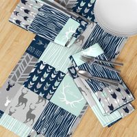 Patchwork Deer in mint,navy, grey