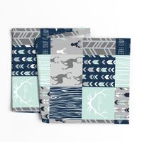 Patchwork Deer in mint,navy, grey