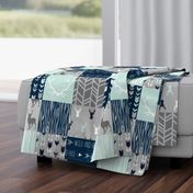 Patchwork Deer in mint,navy, grey