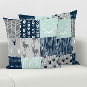 Patchwork Deer in mint,navy, grey