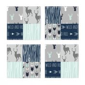 Patchwork Deer in mint,navy, grey