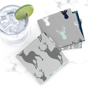 Patchwork Deer in mint,navy, grey