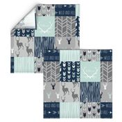 Patchwork Deer in mint,navy, grey