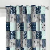 Patchwork Deer in mint,navy, grey