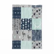 Patchwork Deer in mint,navy, grey