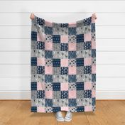 Patchwork in pink/navy/grey