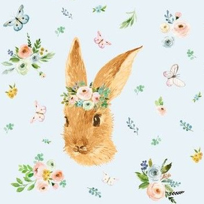 7" Spring Time Bunny - More Florals - Blue