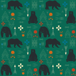 Tribal bear green