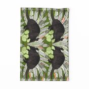 native armadillos green tea towel