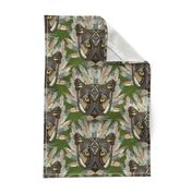 native mountain lion green tea towel