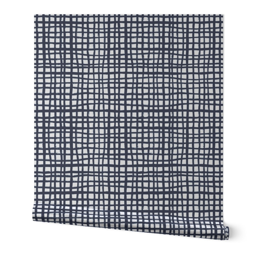 grid lines navy blue grid fabric coordinate