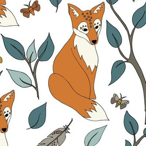 Spirit Fox - Rust Orange, Teal, White