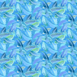 Tropical Leaves Oceania Blue 600