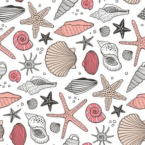 Seashells Nautical Ocean Shells  Peach Pink Rotated