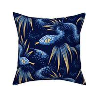 Mr Snake in the Rainforest - Navy / Gold - LARGE