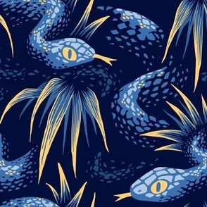 Mr Snake in the Rainforest - Navy / Gold - LARGE
