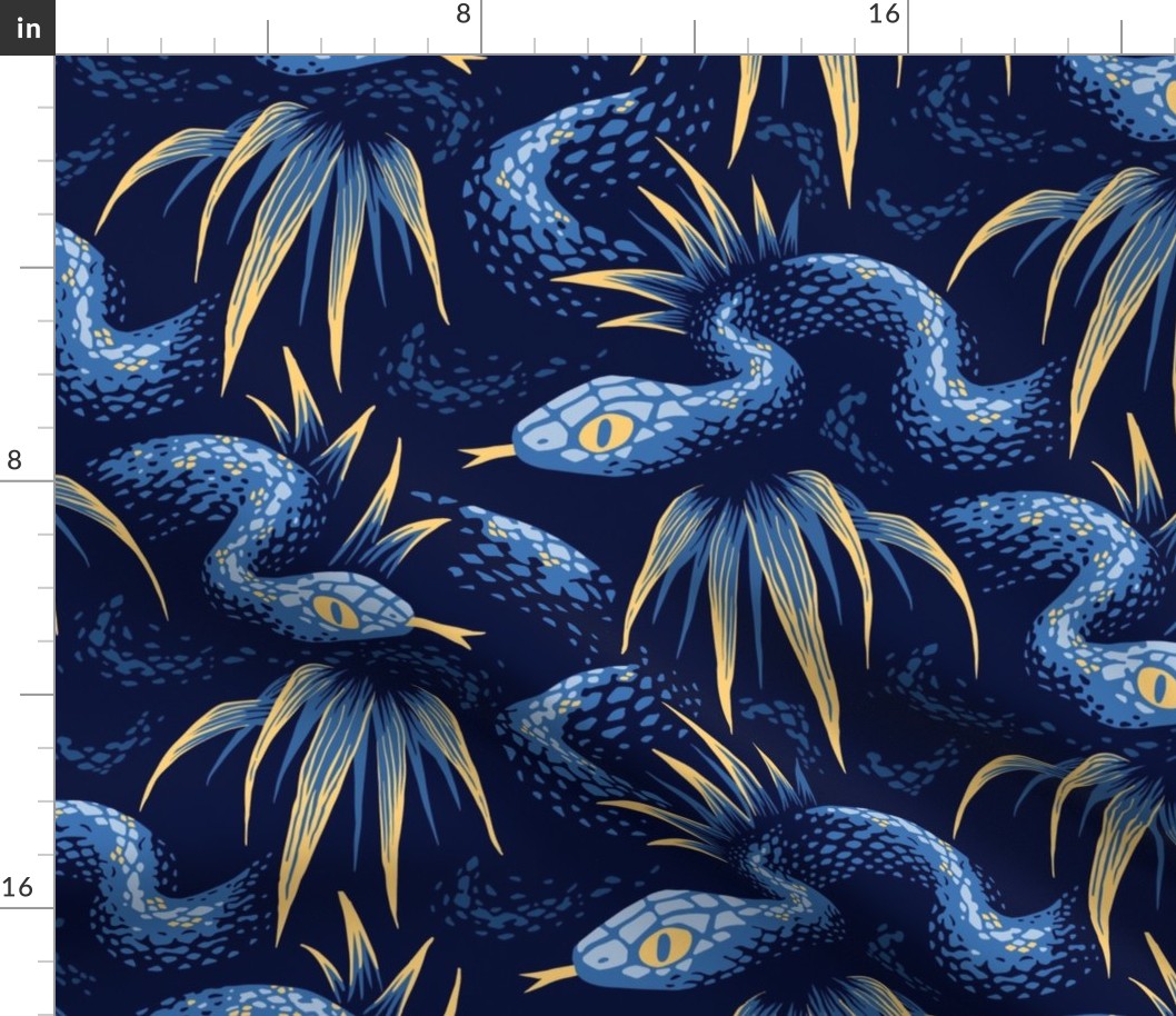 Mr Snake in the Rainforest - Navy / Gold - LARGE