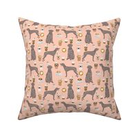 weimaraner dog fabric coffees and dogs design - blush