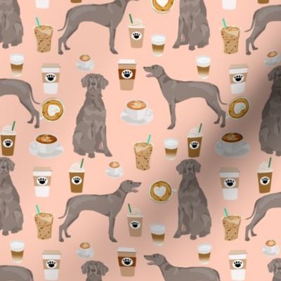 weimaraner dog fabric coffees and dogs design - blush