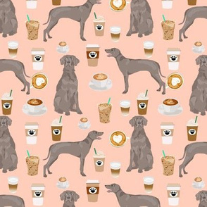 weimaraner dog fabric coffees and dogs design - blush