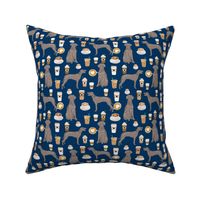 weimaraner dog fabric coffees and dogs design - navy