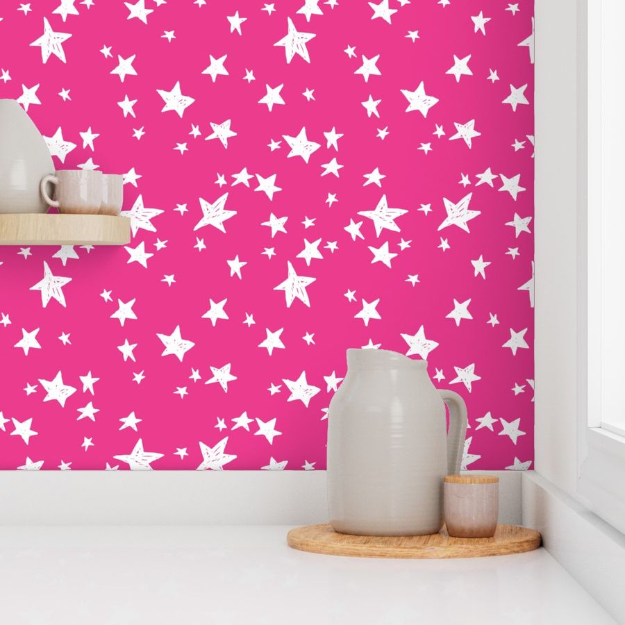 stars // hot pink star fabric girls 