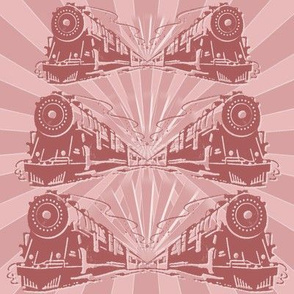 Steam Train Art Deco Fabric