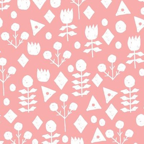 geo florals // ballerina pink floral fabric simple flowers ballerina pink design