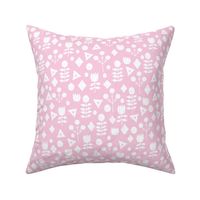 geo floral // bubblegum pink simple floral and white pink and white fabric simple florals 