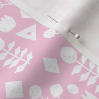 geo floral // bubblegum pink simple floral and white pink and white fabric simple florals 