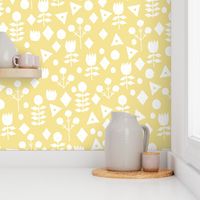 geo floral // lemon yellow pastel yellow spring florals hand-drawn design by andrea lauren