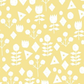 geo floral // lemon yellow pastel yellow spring florals hand-drawn design by andrea lauren