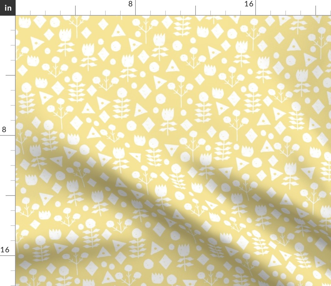 geo floral // lemon yellow pastel yellow spring florals hand-drawn design by andrea lauren