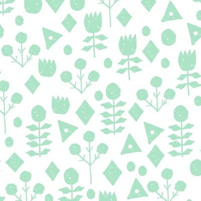 geo floral // mint and white geometric floral fabric hand-drawn by andrea lauren