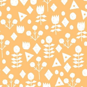 geo floral // papaya orange pastel orange  floral fabric solid orange andrea lauren design