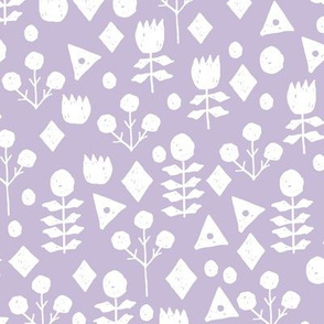 geo floral // petal purple pastel lavender purple geometric flowers fabric hand-drawn simple floral