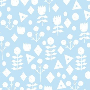 geo floral // powder blue florals fabric simple soft blue fabric