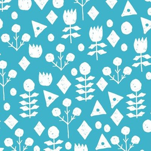 geo floral // turquoise flowers floral fabric simple floral andrea lauren design