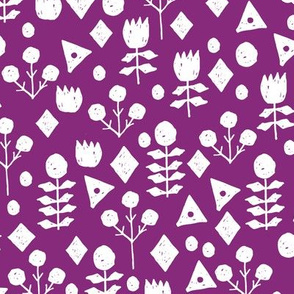 geo floral // wild purple fabric geometric flowers floral fabric simple floral 