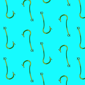 blue-green fishing hooks