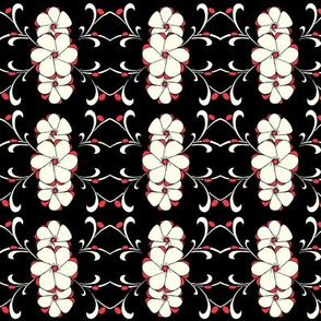 Stacked Floral in red, white, black
