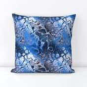 Blue and Gray Marbled Abstract