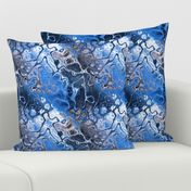 Blue and Gray Marbled Abstract