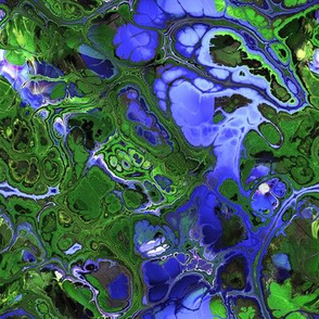 Blue and Green Marbled Abstract