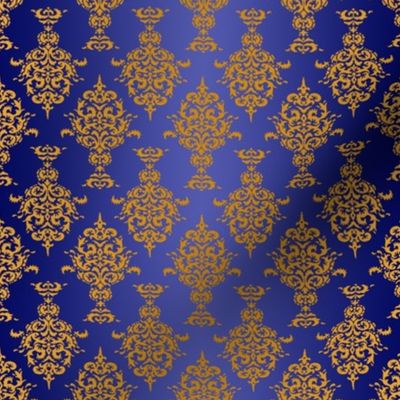 Damask Gold on Royal Blue