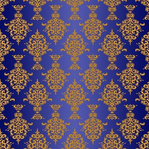 Damask Gold on Royal Blue