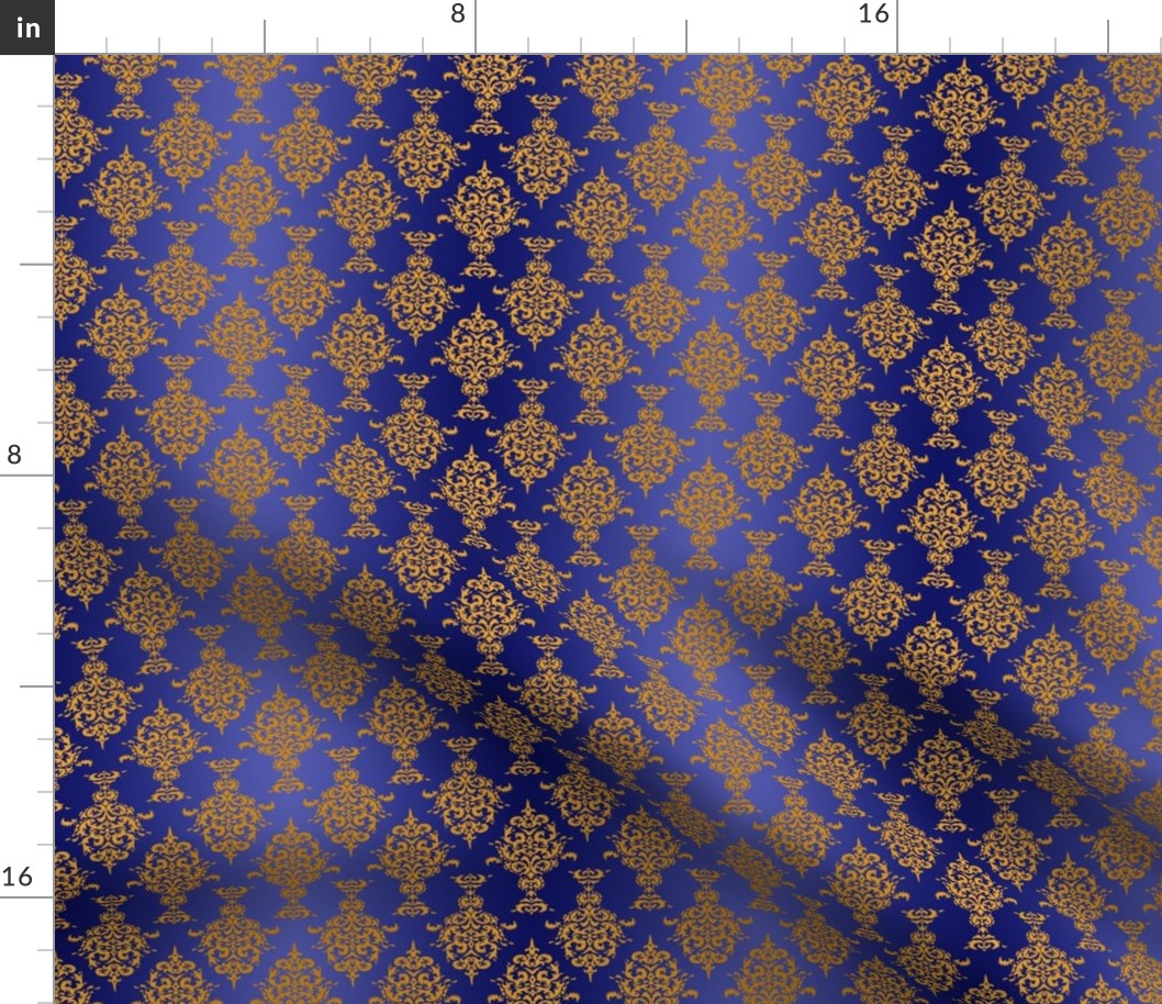 Damask Gold on Royal Blue