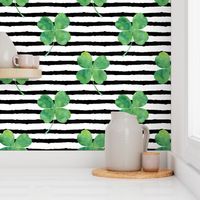 3/4" clover on stripes || watercolor fabric st patrick day